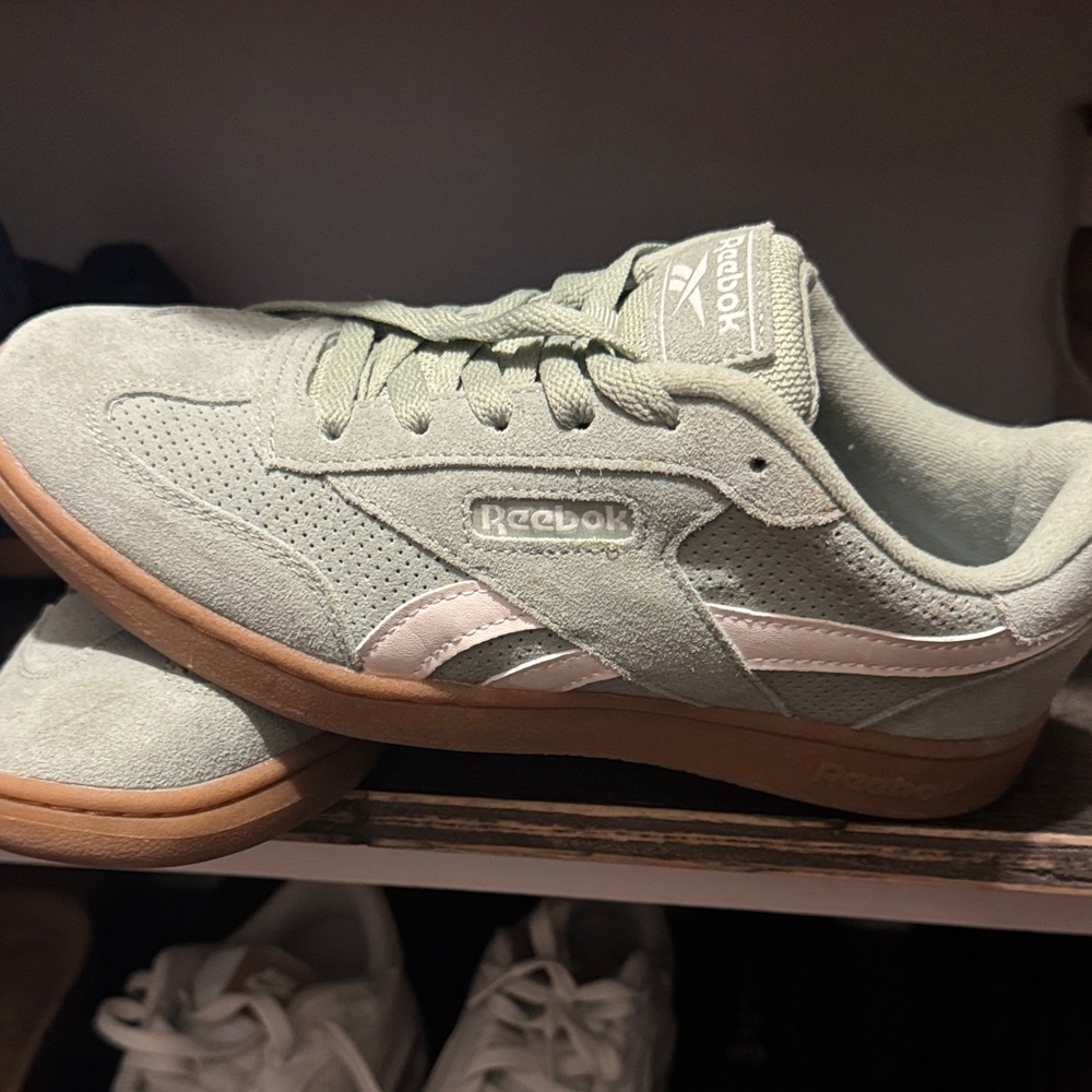 Reebok Pastel Green Sneakers with Brown Sole
